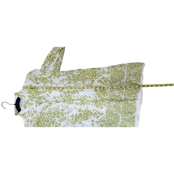 Terra SJ Apparel Green Floral Tunic Blouse Women’s S Cotton Rayon Button Front - Picture 8 of 12